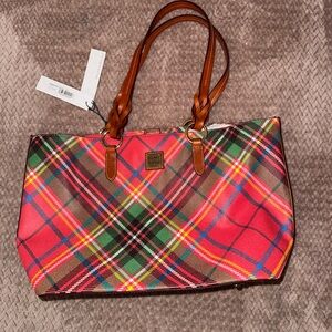 Dooney & Bourke Plaid Tote - Red, Green, Brown